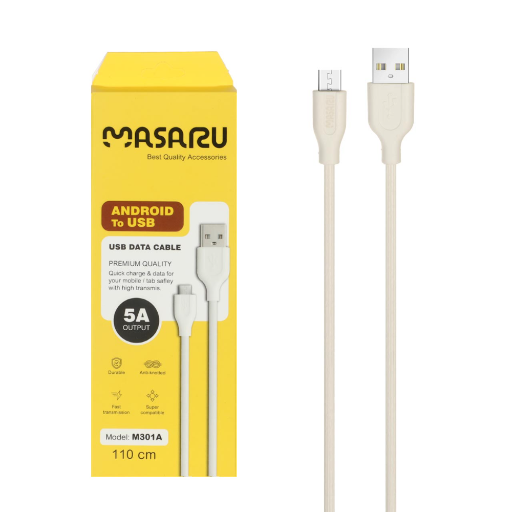 1699432 کابل شارژ 1.1 متری فست اندروید Masaru مدل M301A - سفید - Image 1