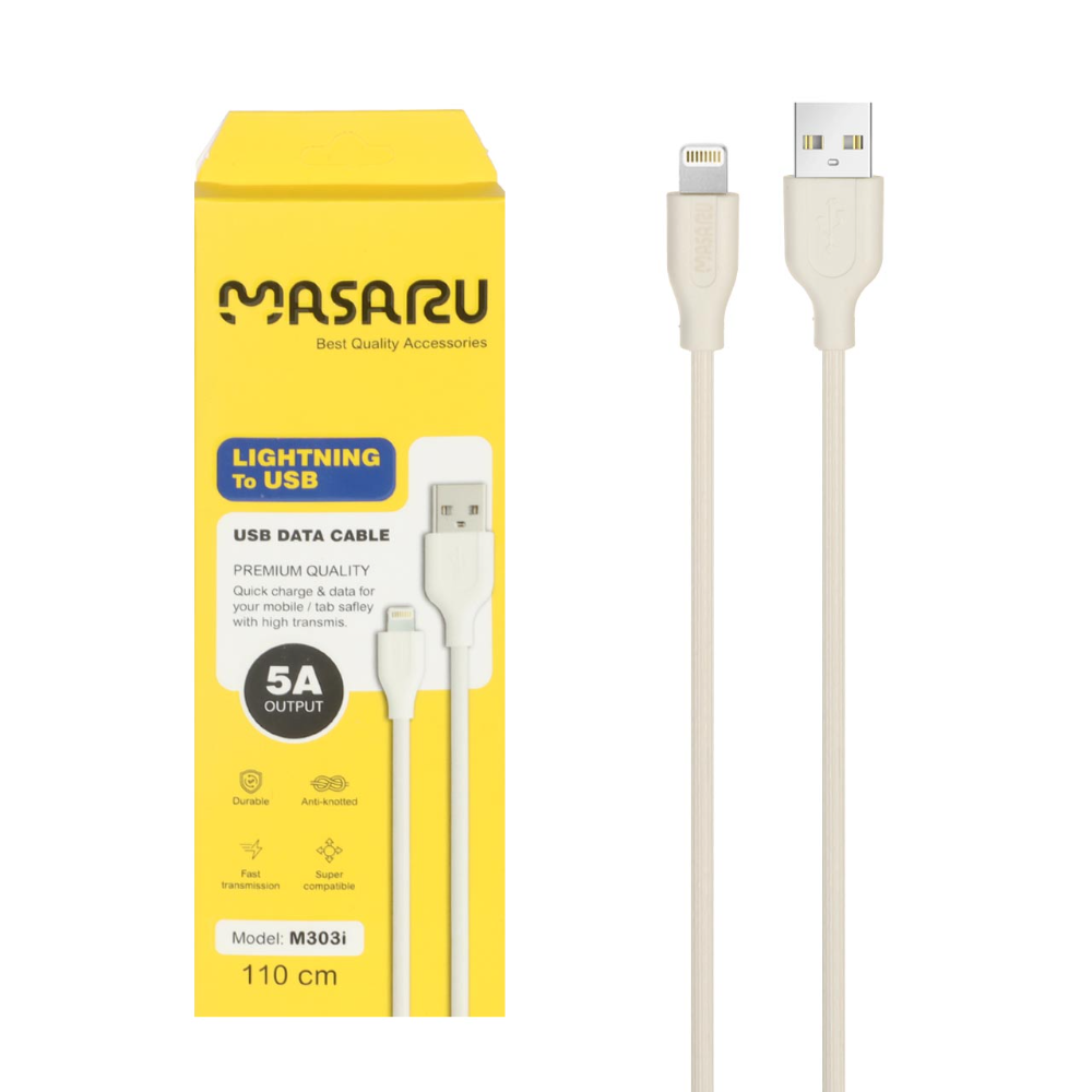 1699592 کابل شارژ 1.1 متری فست آیفون Masaru مدل M303i - سفید - Image 1